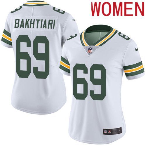 Women Green Bay Packers 69 David Bakhtiari White Nike Vapor Limited NFL Jersey